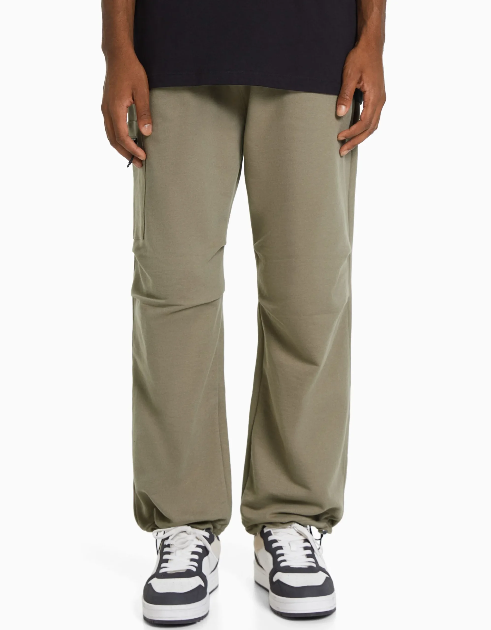 HOMME BERSHKA Pantalons*Pantalon parachute molleton poche fermeture Éclair