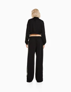 FEMME BERSHKA Vêtements*Pantalon straight bande latérale