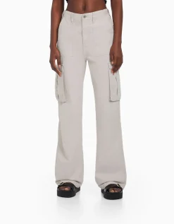 FEMME BERSHKA Pantalons*Pantalon straight cargo réglable