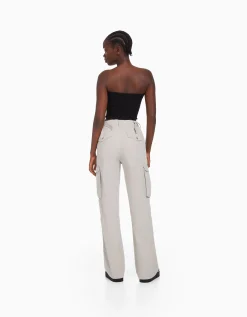 FEMME BERSHKA Pantalons*Pantalon straight cargo réglable