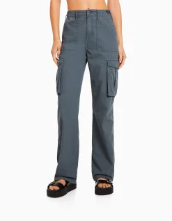 FEMME BERSHKA Pantalons*Pantalon straight cargo réglable