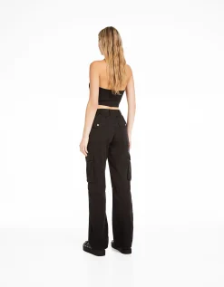 FEMME BERSHKA Pantalons*Pantalon straight cargo réglable