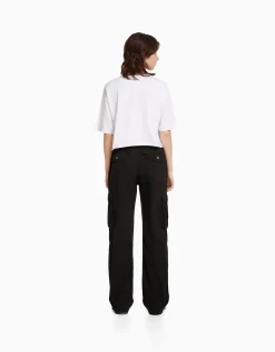 FEMME BERSHKA Vêtements*Pantalon straight cargo réglable