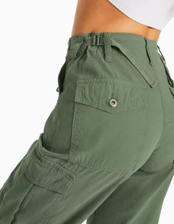 FEMME BERSHKA Pantalons*Pantalon straight cargo réglable