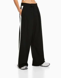 FEMME BERSHKA Vêtements*Pantalon tailoring wide leg bande latérale