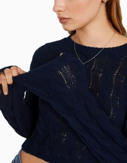 FEMME BERSHKA Maille*Pull à col rond à torsades