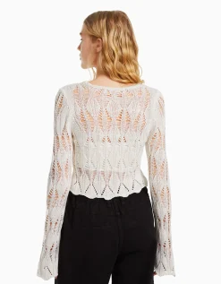 FEMME BERSHKA Maille*Pull col carré ajouré