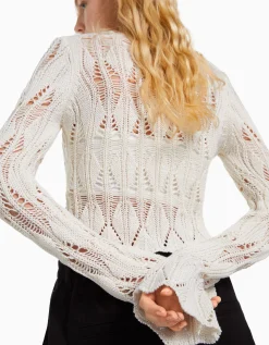 FEMME BERSHKA Maille*Pull col carré ajouré