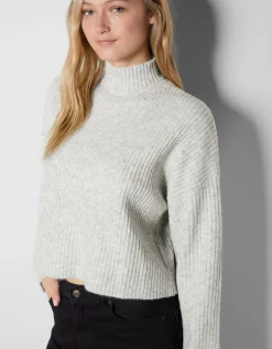 FEMME BERSHKA Pulls*Pull col montant bord-côte