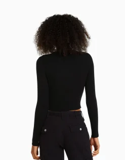 FEMME BERSHKA Maille*Pull col polo bord-côte