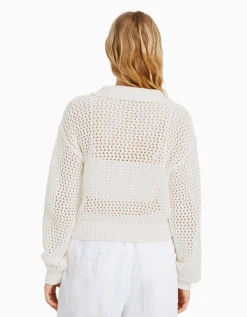 FEMME BERSHKA Maille*Pull col polo filet