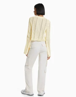 FEMME BERSHKA Maille*Pull col rond ajouré