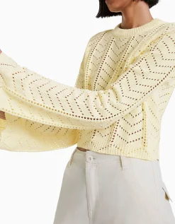 FEMME BERSHKA Maille*Pull col rond ajouré