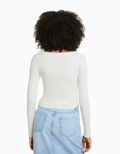 FEMME BERSHKA Maille*Pull corset maille côtelée