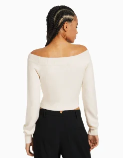 FEMME BERSHKA Maille*Pull court col en V