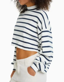FEMME BERSHKA Maille*Pull cropped