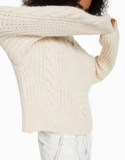 FEMME BERSHKA Maille*Pull cropped tressé col montant