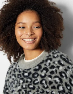 FEMME BERSHKA Maille*Pull jacquard imprimé animal