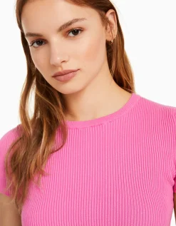 FEMME BERSHKA Tee-shirts*Pull manches courtes bord-côte