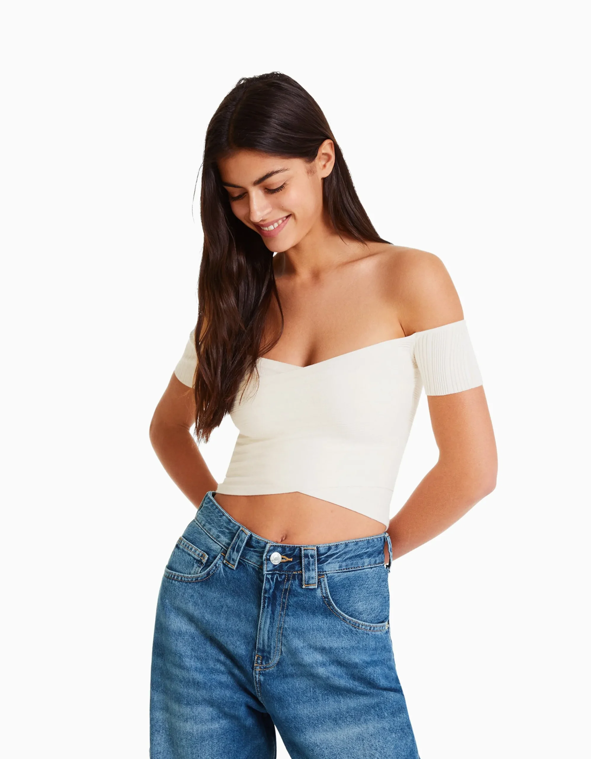 FEMME BERSHKA Tee-shirts*Pull manches courtes croisé