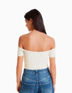 FEMME BERSHKA Tee-shirts*Pull manches courtes croisé