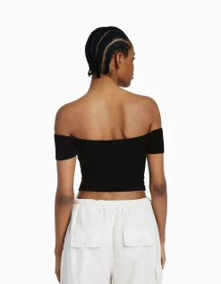 FEMME BERSHKA Tee-shirts*Pull manches courtes croisé