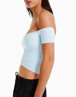 FEMME BERSHKA Tee-shirts*Pull manches courtes croisé