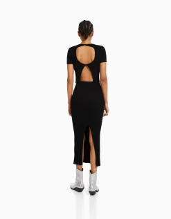 FEMME BERSHKA Tee-shirts*Pull manches courtes dos nu bord-côte