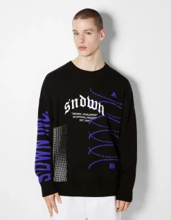 HOMME BERSHKA Pulls et gilets*Pull manches longues imprimé