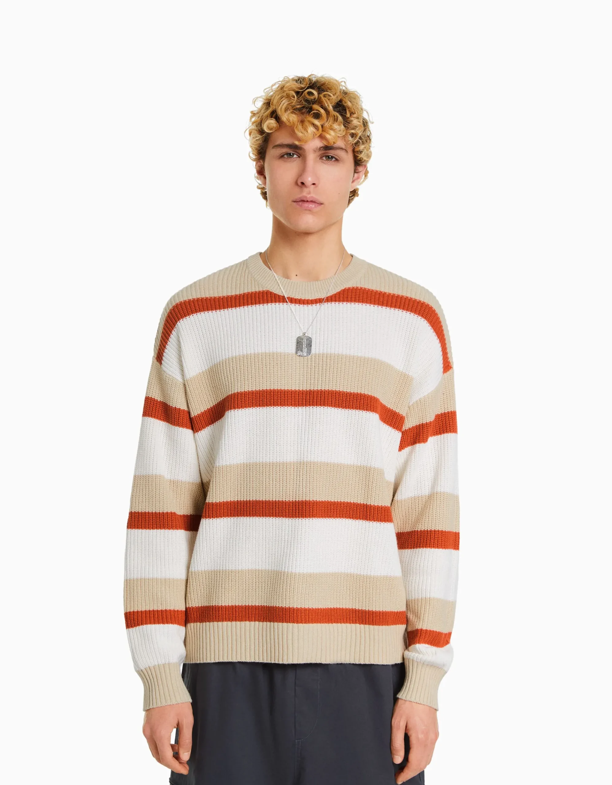 HOMME BERSHKA Vêtements*Pull rayures horizontales