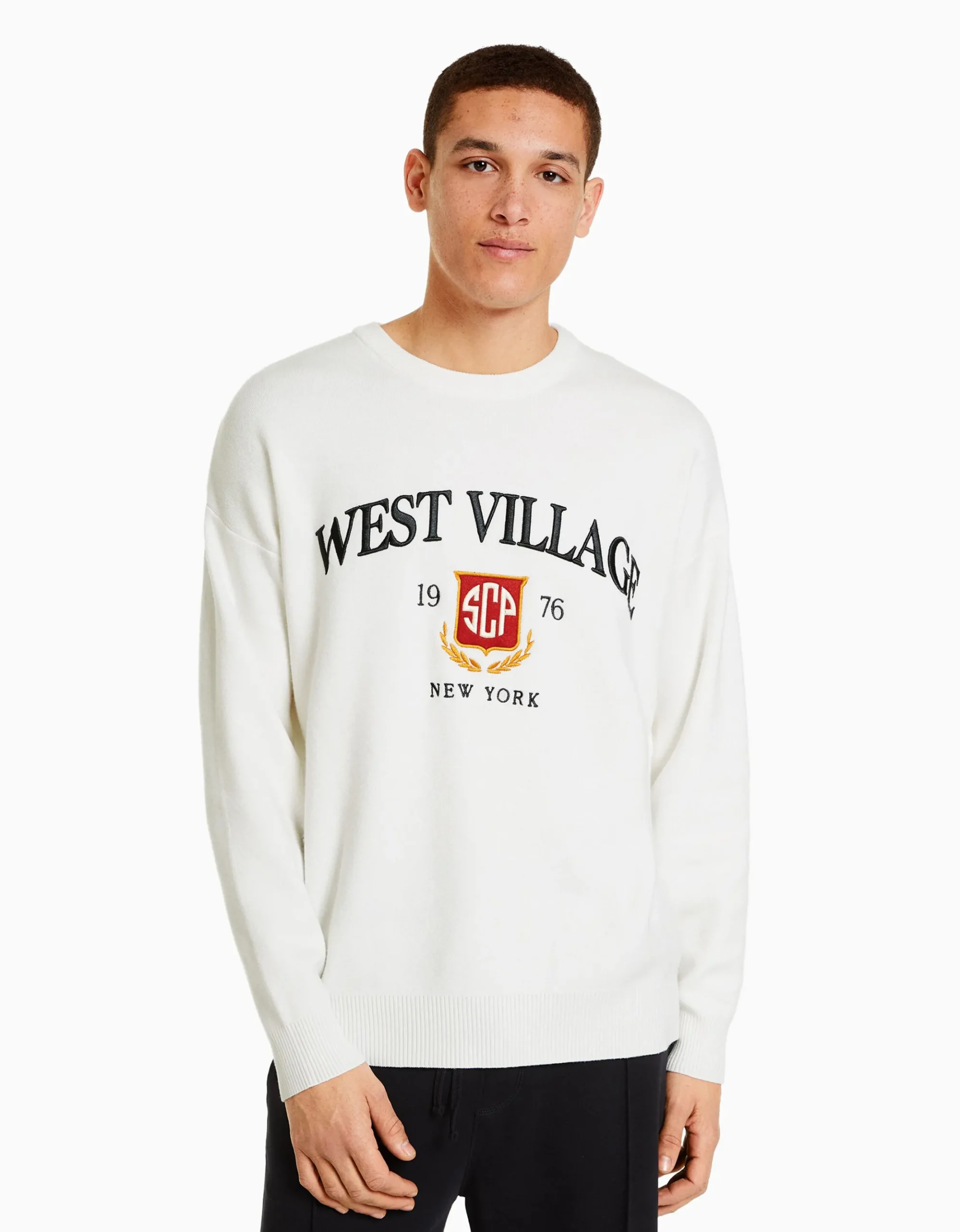HOMME BERSHKA Vêtements*Pull varsity brodé