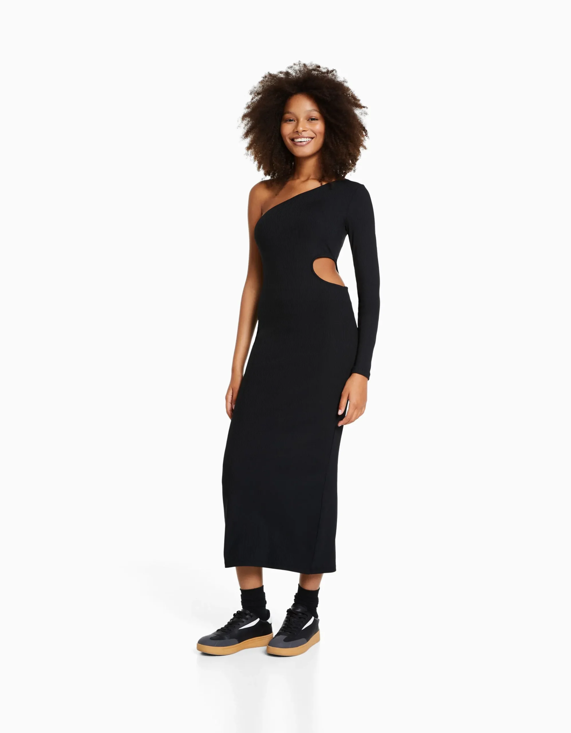 FEMME BERSHKA Vêtements*Robe longue asymétrique manches longues cut out