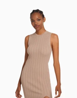 FEMME BERSHKA Robes*Robe midi sans manches maille