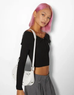 FEMME BERSHKA Similicuir*Sac anse similicuir rivets