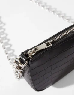 FEMME BERSHKA Similicuir*Sac chaîne imitation croco