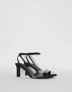 FEMME BERSHKA Party*Sandales talon métallisées boucle de cheville