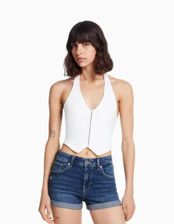 FEMME BERSHKA Shorts et bermudas*Short denim retroussé