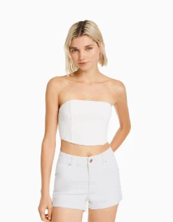 FEMME BERSHKA Shorts et bermudas*Short denim retroussé