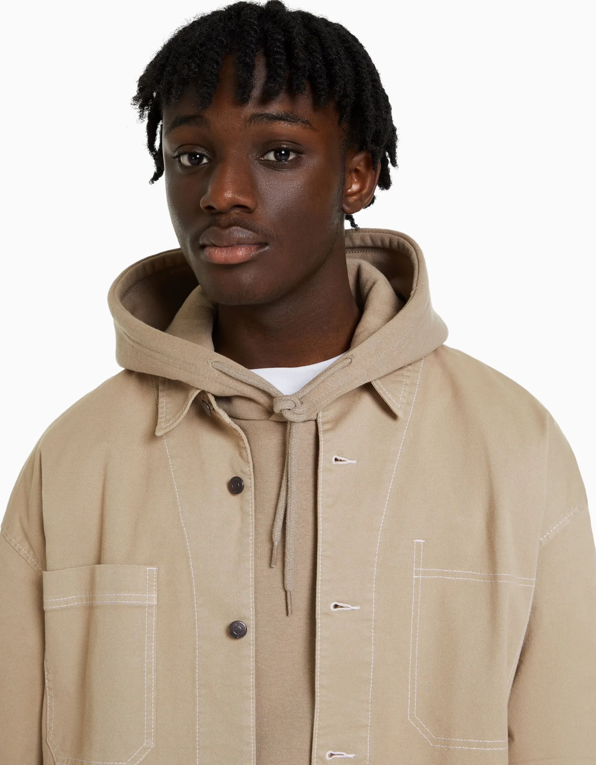 HOMME BERSHKA Tee-shirts et Chemises*Surchemise coton fil contraste
