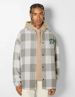 HOMME BERSHKA Tee-shirts et Chemises*Surchemise flanelle à carreaux