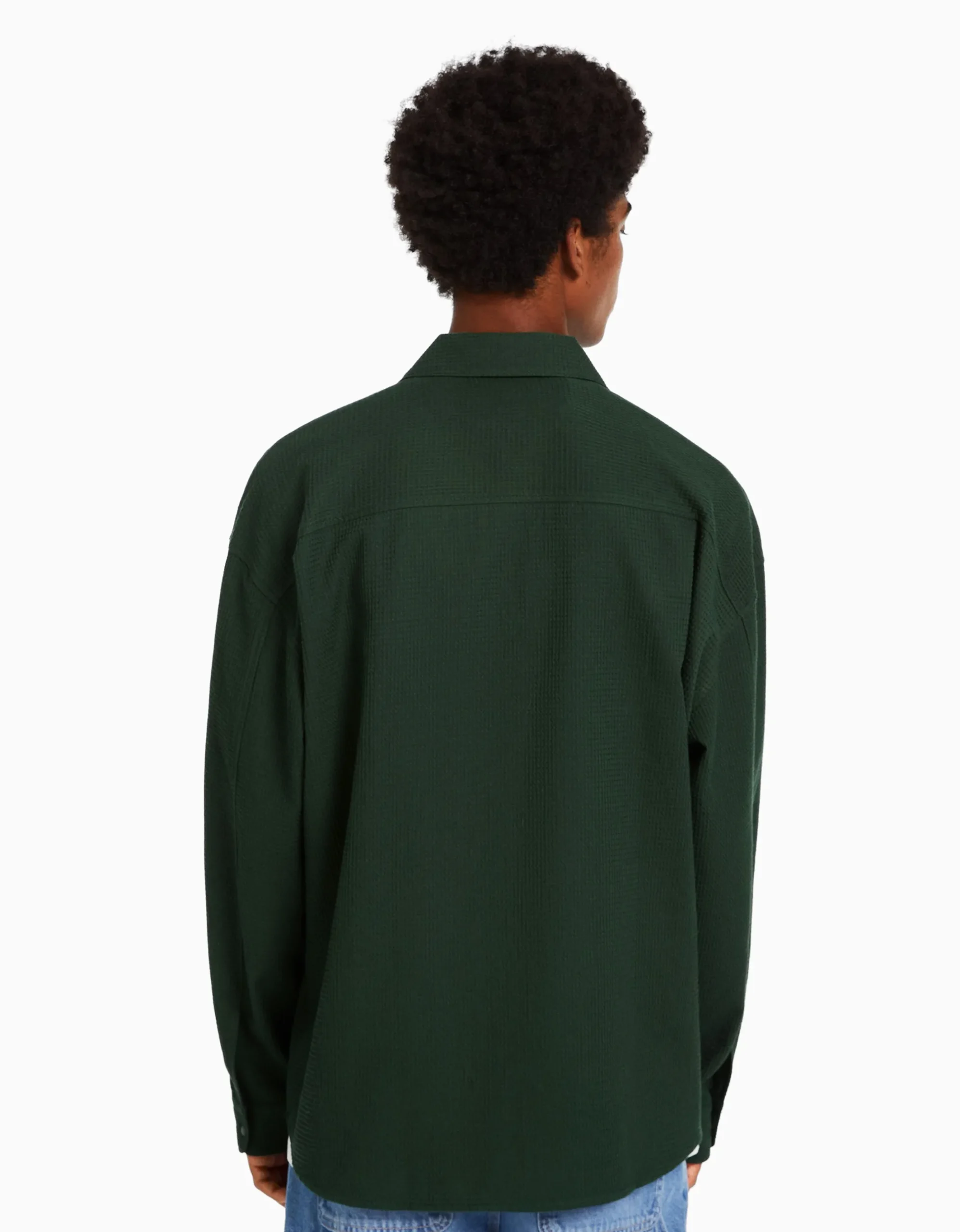 HOMME BERSHKA Surchemises*Surchemise manches longues gaufrée boutons-pression