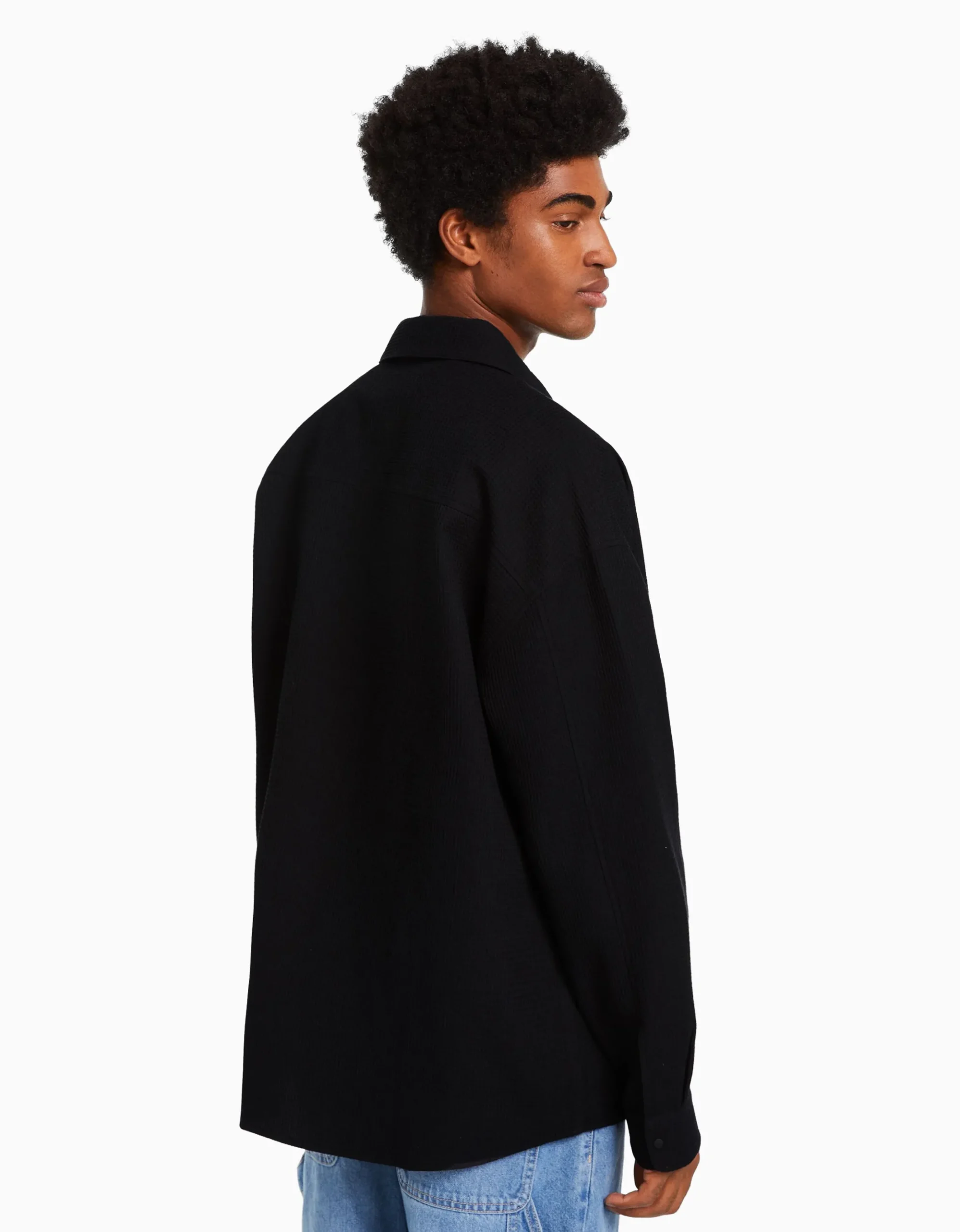 HOMME BERSHKA Surchemises*Surchemise manches longues gaufrée boutons-pression