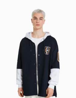 HOMME BERSHKA Vêtements*Surchemise manches longues capuche varsity molleton