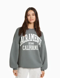 FEMME BERSHKA Pulls*Sweat ample imprimé