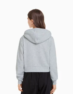 FEMME BERSHKA Personnalisables*Sweat capuche cropped fermeture Éclair