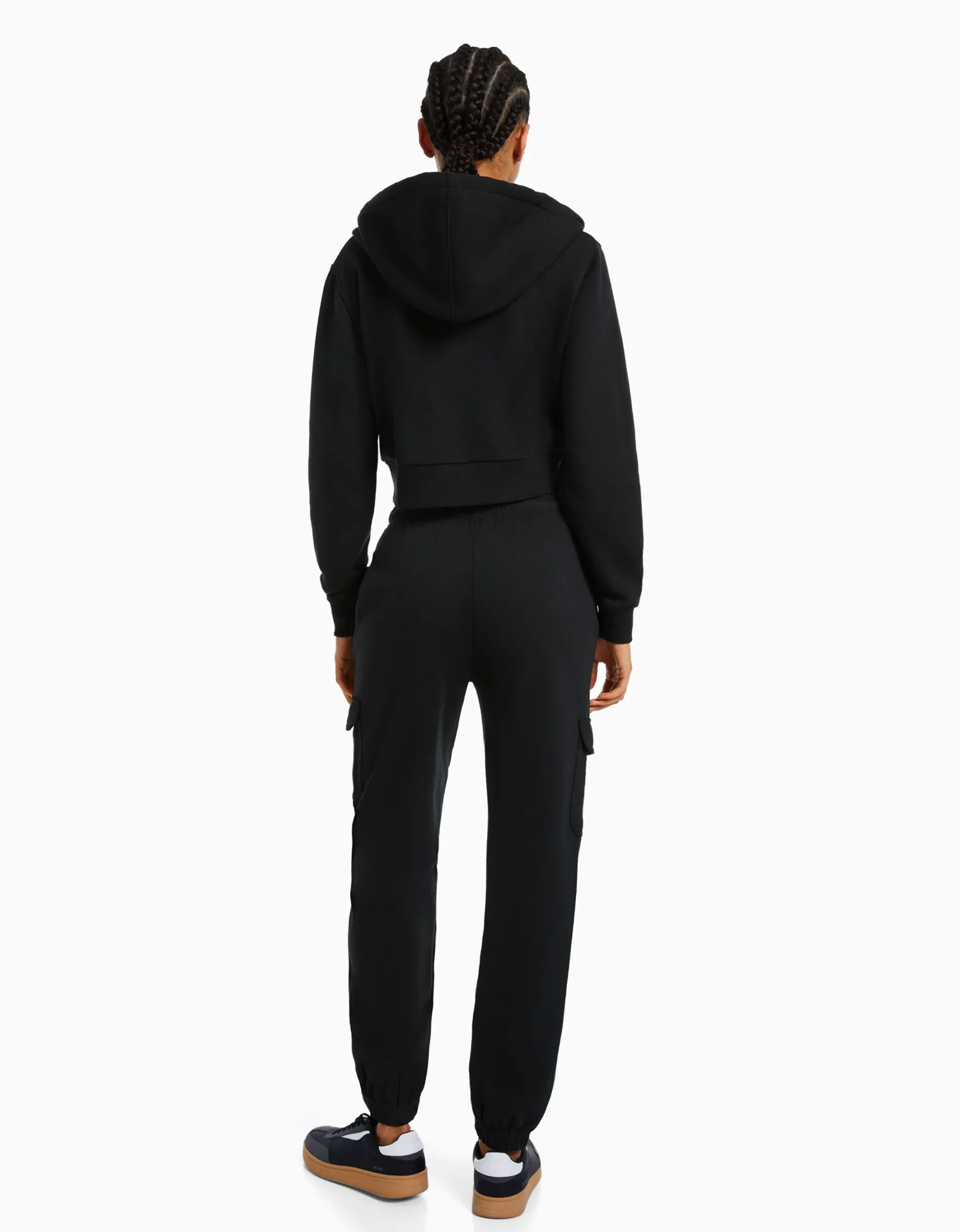 FEMME BERSHKA Personnalisables*Sweat capuche cropped fermeture Éclair