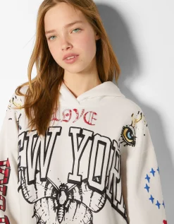 FEMME BERSHKA Sweats*Sweat capuche imprimé