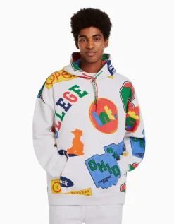 HOMME BERSHKA Vêtements*Sweat capuche imprimé