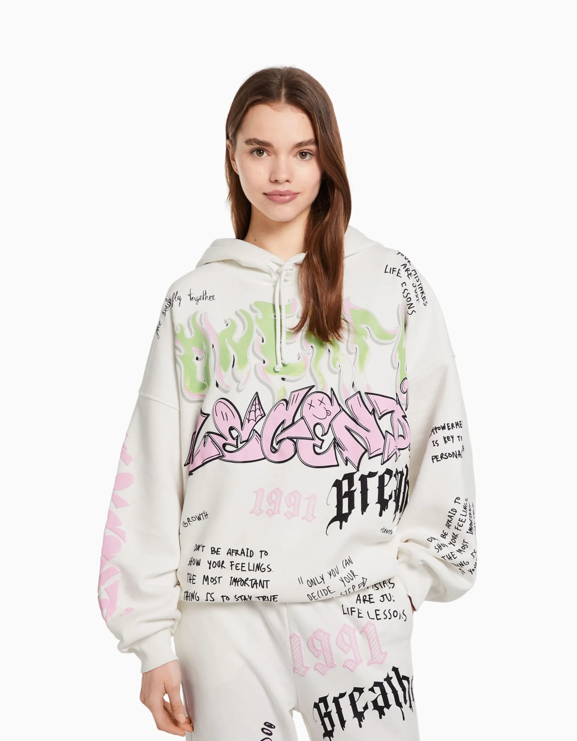 FEMME BERSHKA Survêtement*Sweat capuche imprimé