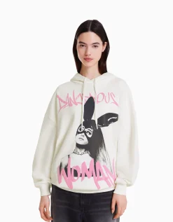FEMME BERSHKA Sweats*Sweat capuche imprimé Ariana Grande